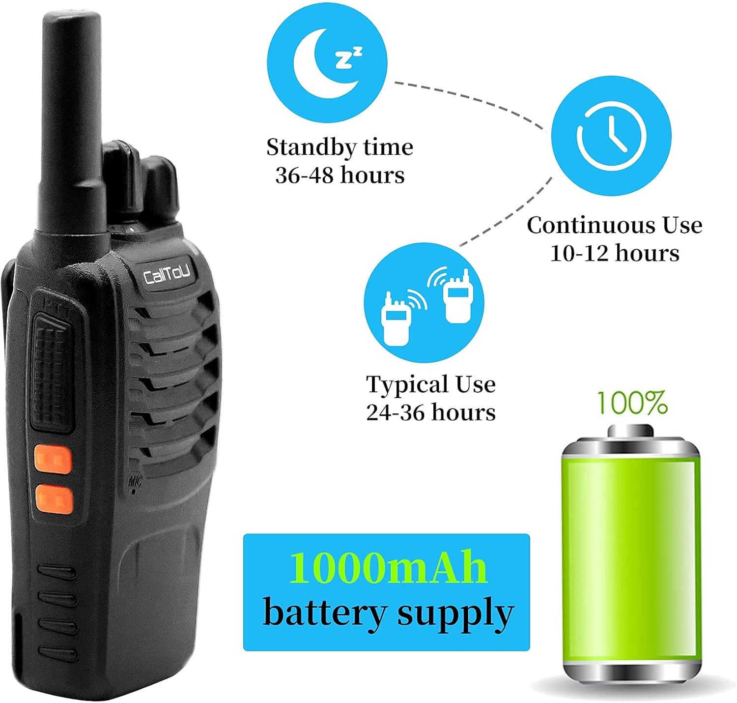 Wireless Intercom System 16 Channels Rechargeable Walkie Talkie D4878