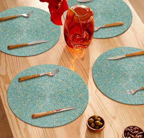 Gold White 13" Round Set of 4 Beaded Placemat G793076