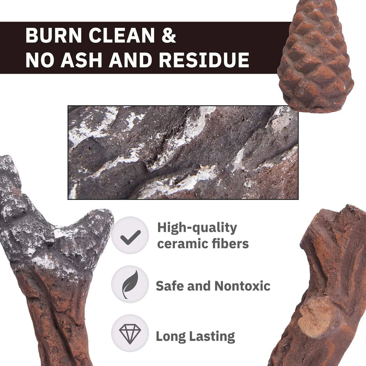 10-Piece Ceramic Fireplace Logs I997