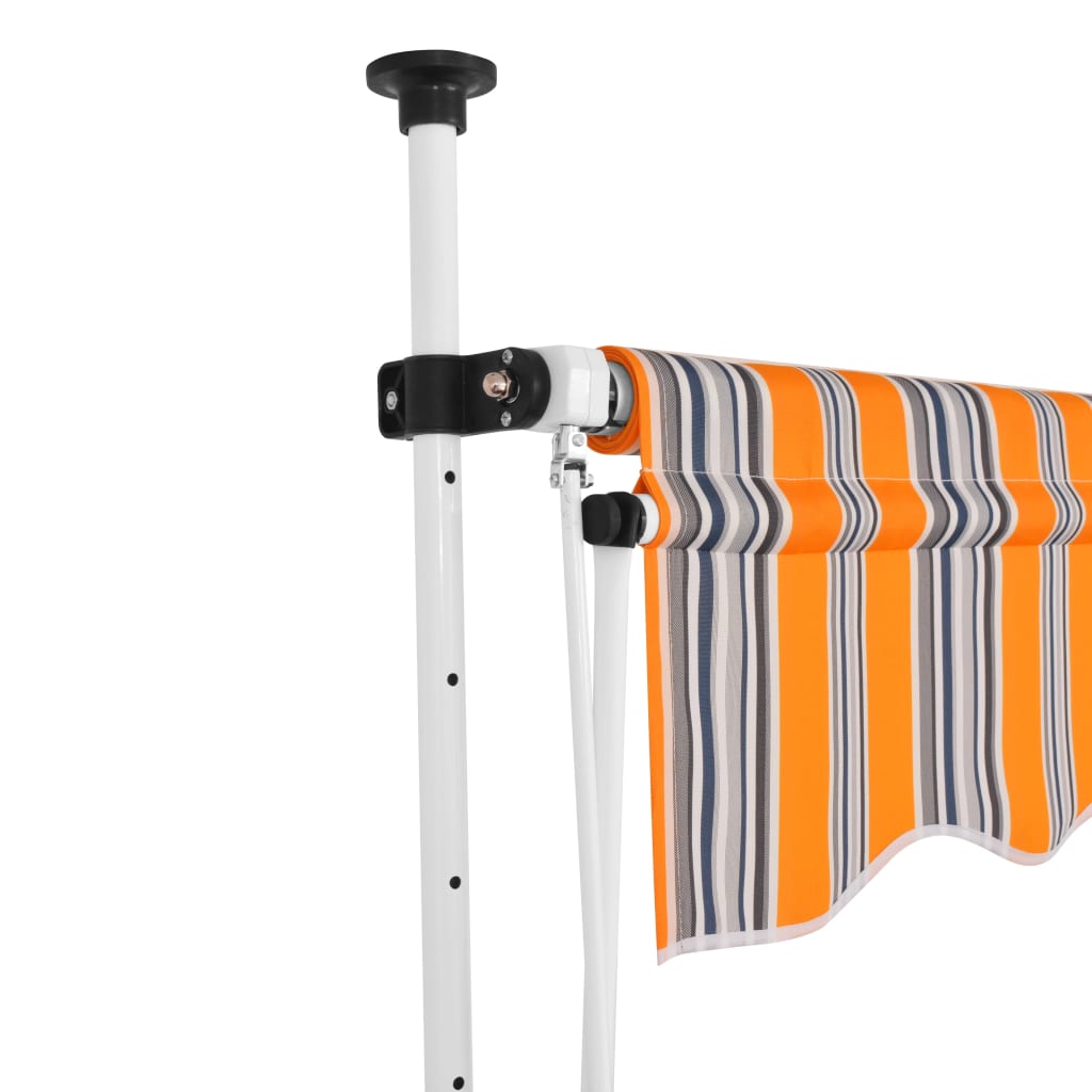 Manual Retractable Awning 157.5" Yellow and Blue Stripes Q21857
