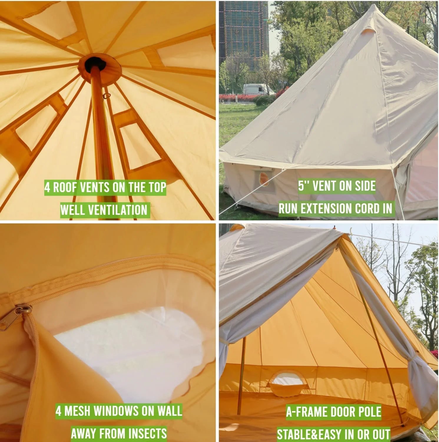 9.8ft Waterproof Cotton Canvas Bell Tent B245