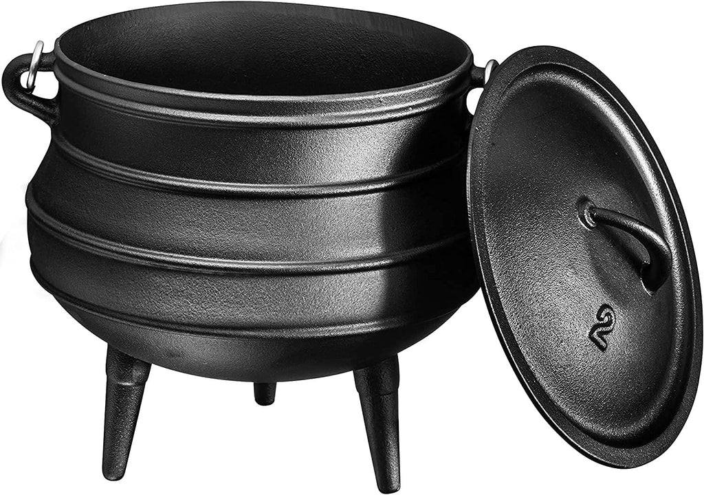 Cast Iron Pre-Seasoned Potjie Pot With Lid, 8 Quarts P70162