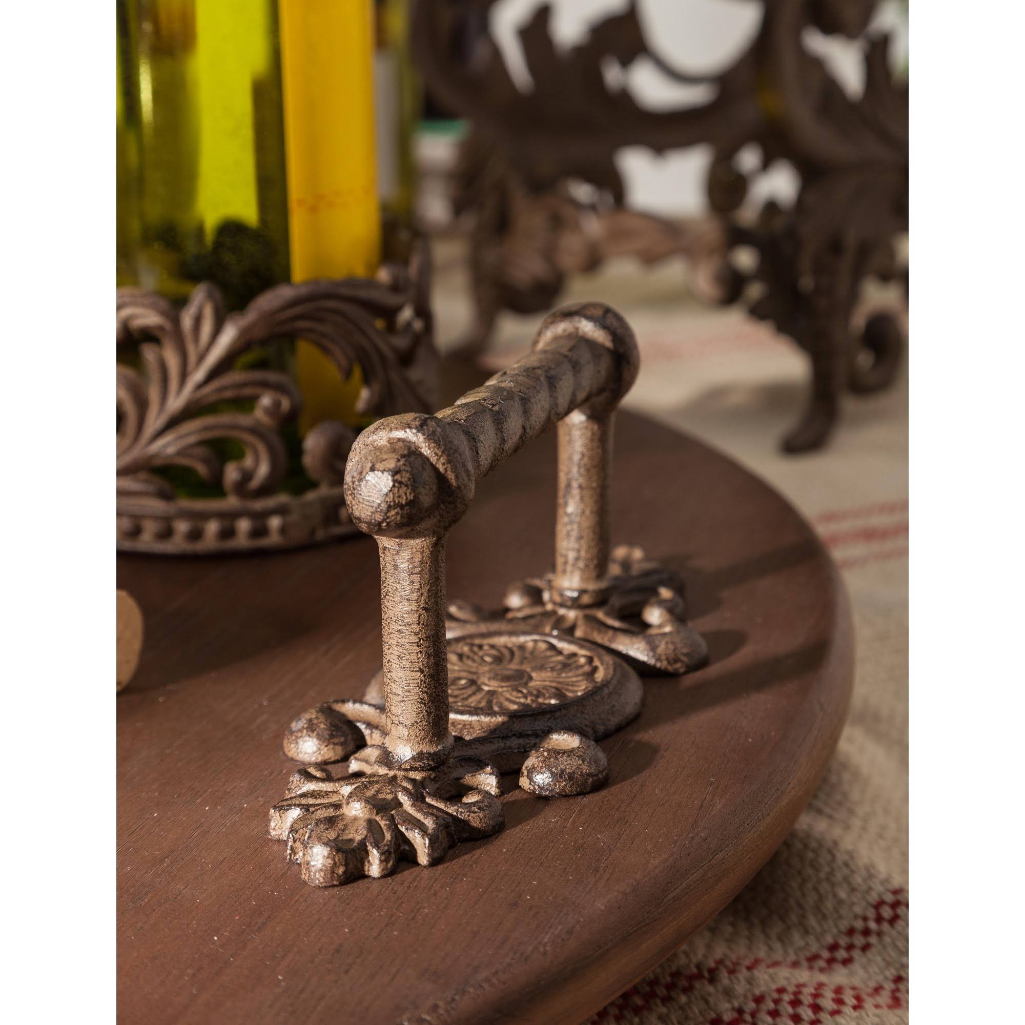 Wood Lazy Susan with Metal Handles C176776