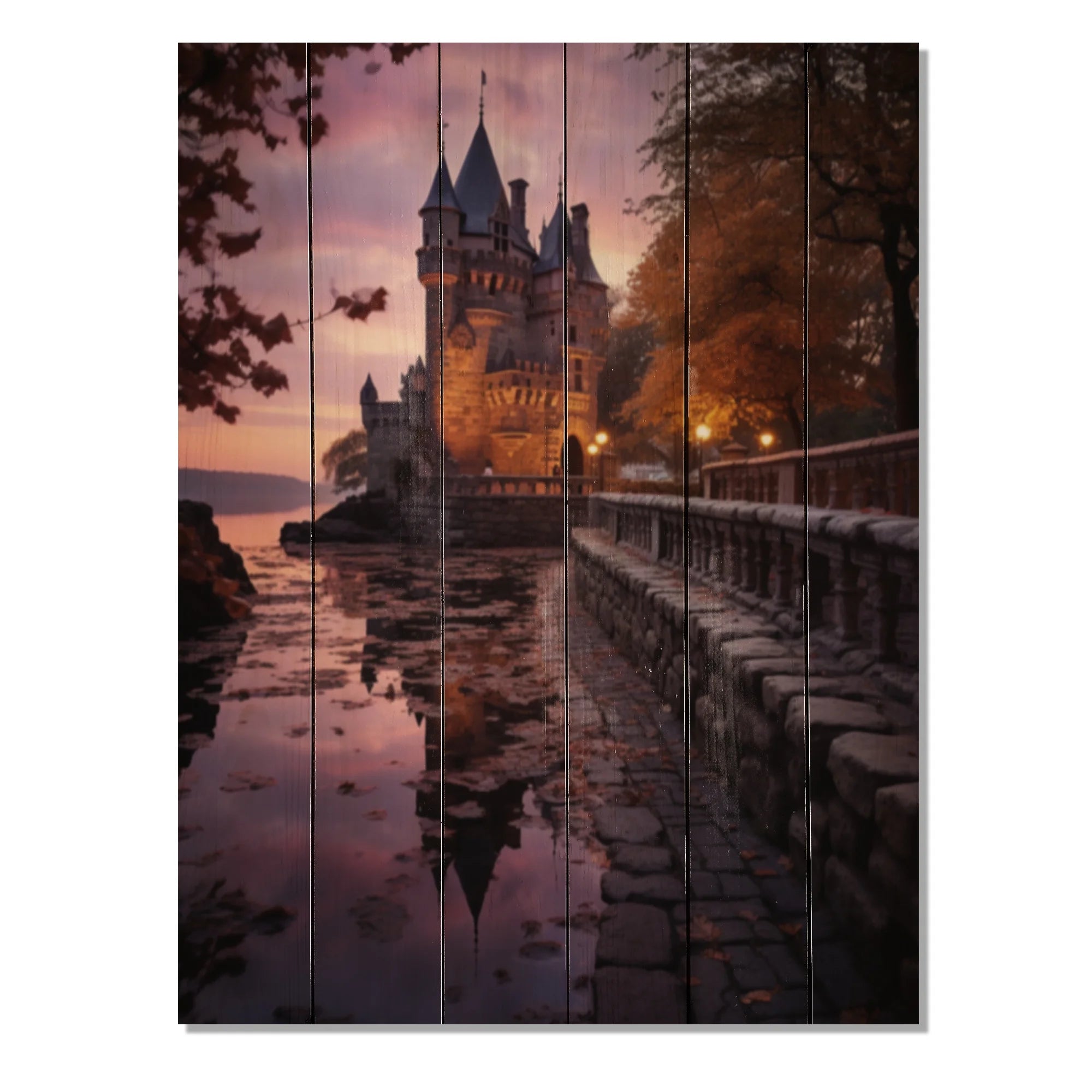 Natural Pine Wood Cityscapes Print R130802