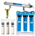 Complete Well Water Solution with UV Sediment Carbon Filter Purifier System 24GPM Triple Housing 40 Mic Pre Filter M7248