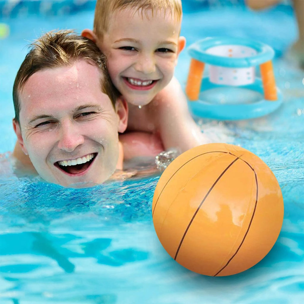 Light Blue Inflatable Pool Volleyball Set with 2 Balls and Basketball Hoops I672