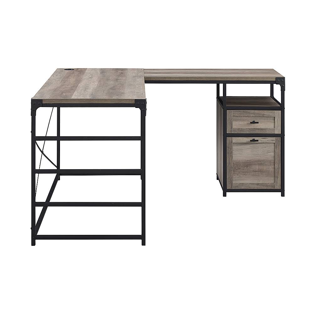 59" Urban Industrial 2 Drawer L Shaped Desk S1351