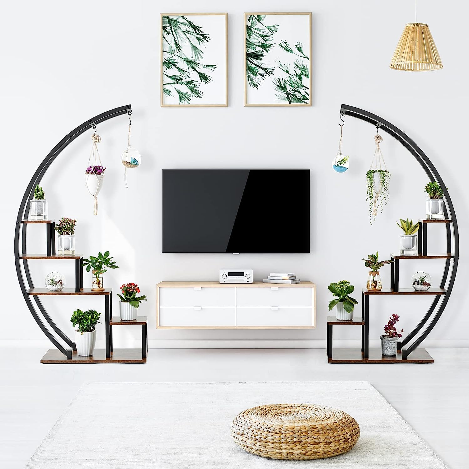 5 Tier Half Moon Plant Stand with Hanging Hook U41287