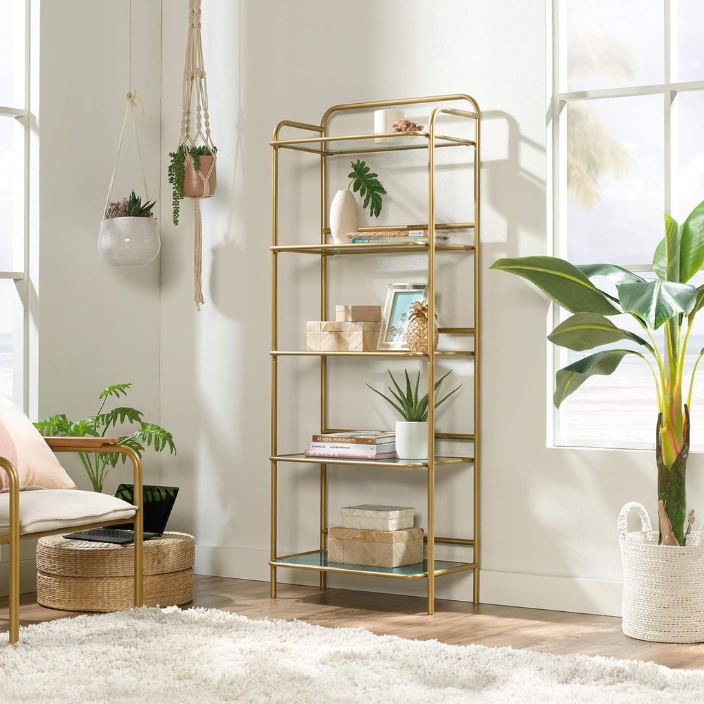 Satin Gold Finish Bookcase Y9216