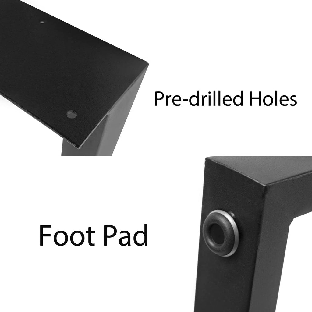 Black Cast Iron Metal Square Tube Table Legs 28 inch 2 PCS O433