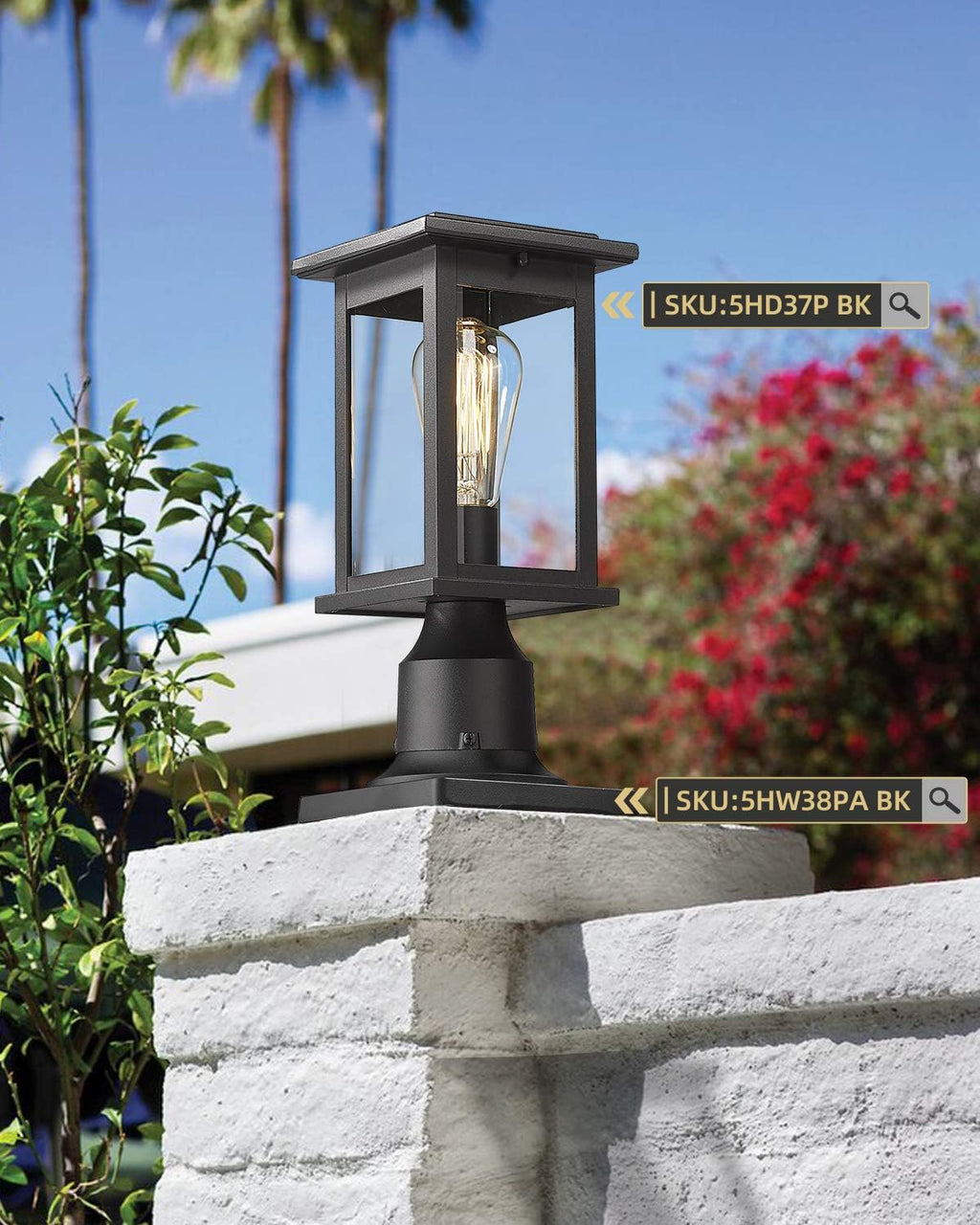 Black Cast Aluminum Post Light Mount Base Adapter 2 Pack N7381