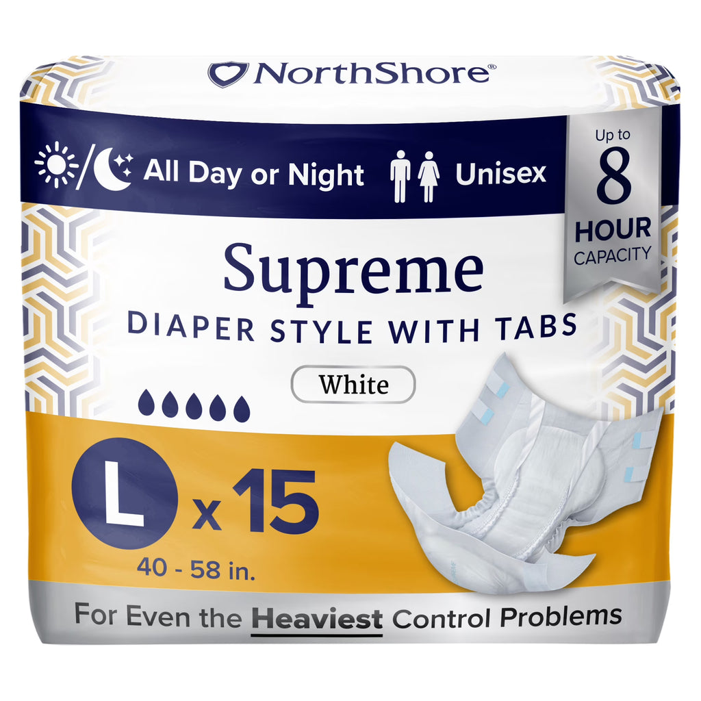 White Large Tab-Style Briefs Pack/15 N94463