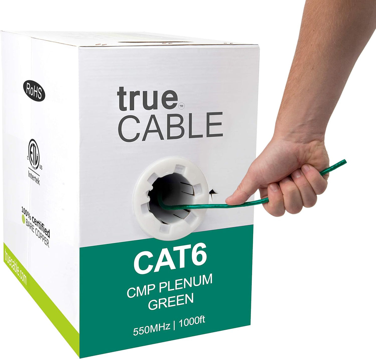 Cat6 Plenum 1000ft Blue 23AWG 4 Pair Solid Bare Copper 550MHz UTP Bulk Ethernet Cable I13242