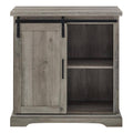 Grey Wash Wood and Metal Farmhouse Accent Cabinet with Grooved Sliding Door M558592