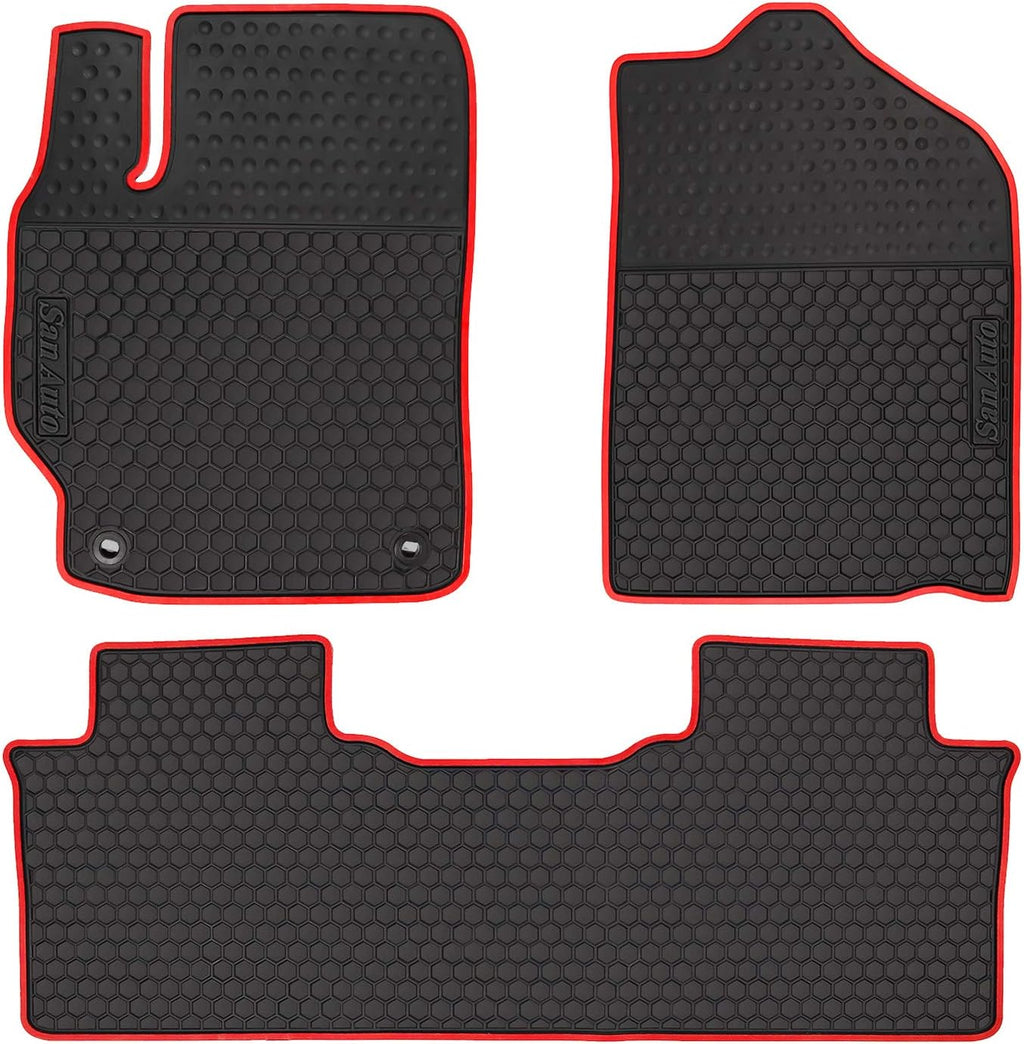 Black Red Rubber Car Floor Liners Set C445