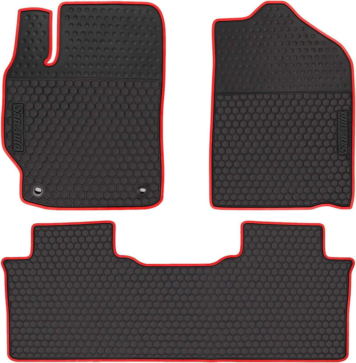 Black Red Rubber Car Floor Liners Set C445