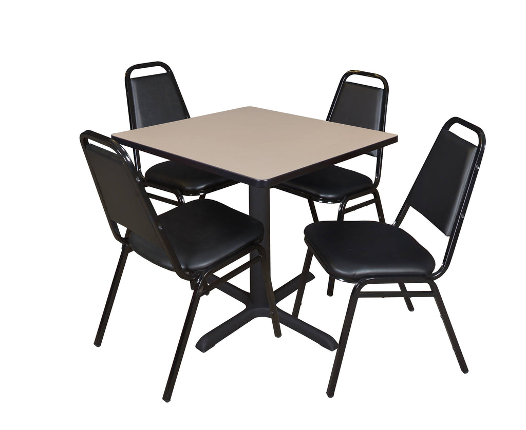 Square Breakroom Table with 4 Stack Chairs J2562