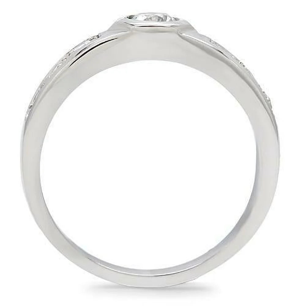 Stainless Steel Round Bezel Engagement Ring N956510