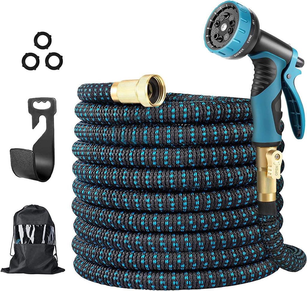 50Ft Expandable Garden Hose with Spray Nozzle, Solid Brass Fittings, Pack of 2 H56344