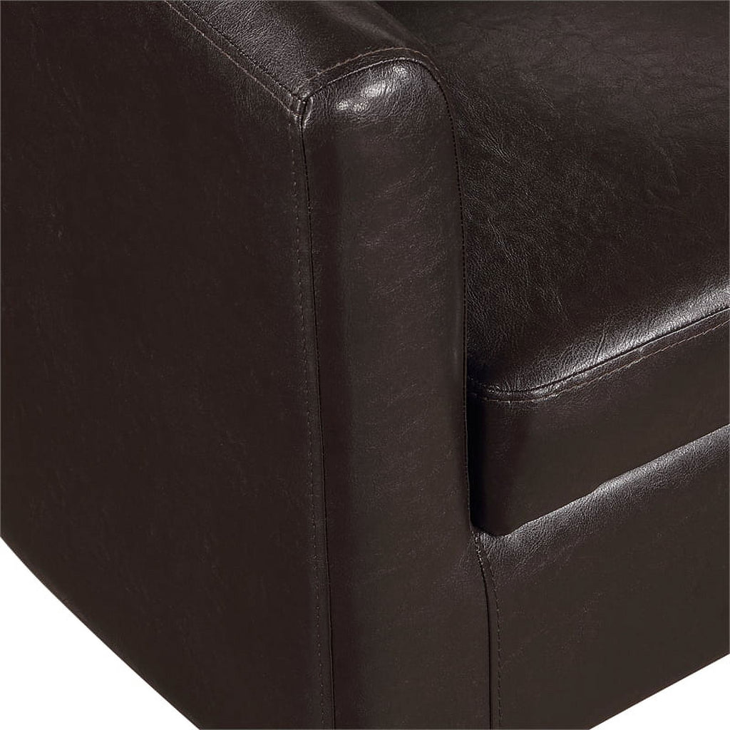 Espresso Faux Leather Fabric Accent Chair with Ottoman D7718