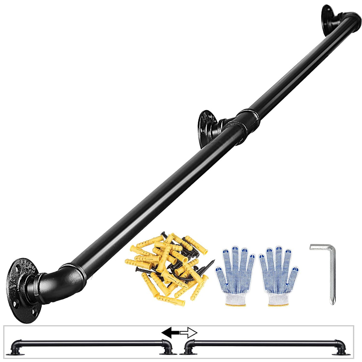 20FT Metal Pipe Handrail Kit Wall Mount Banister Antique Bronze J63218
