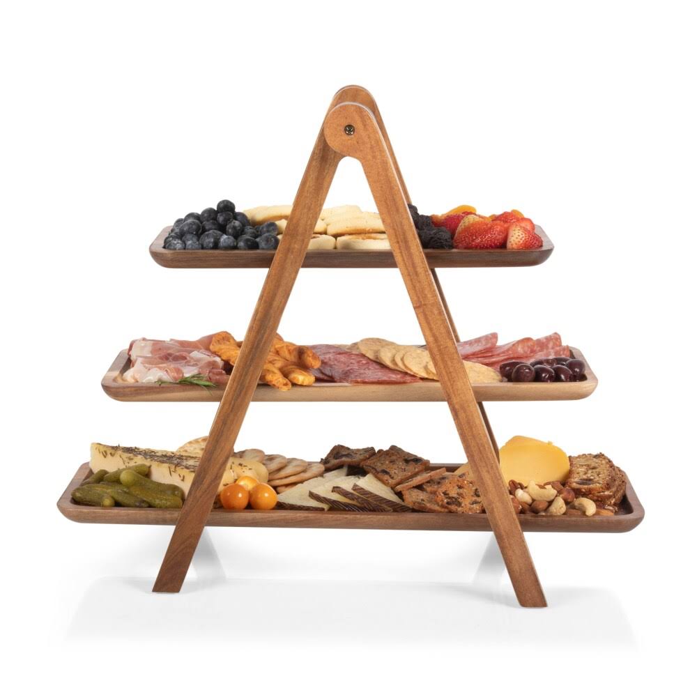 3 Tiered Acacia Wood Serving Station O323833