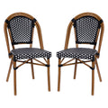 Set of 2 Black/White PE Rattan Bistro Stacking Chairs R6707