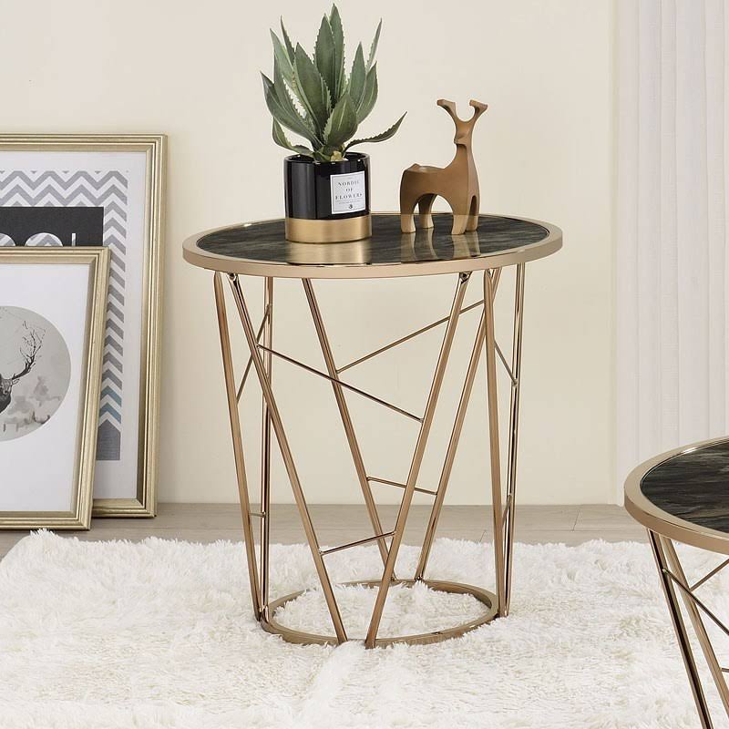 Faux Black Marble End Table A816