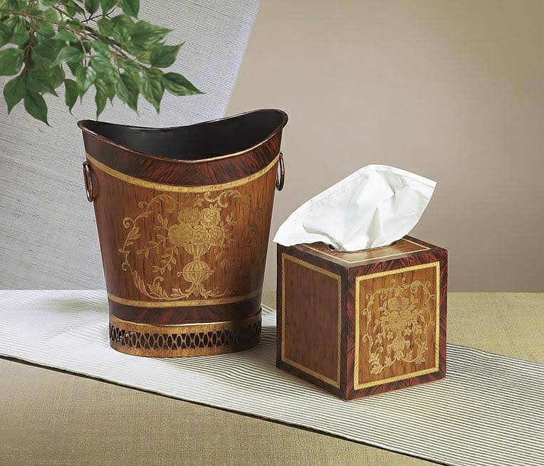 Wood Finish Iron Tissue Box Y84327