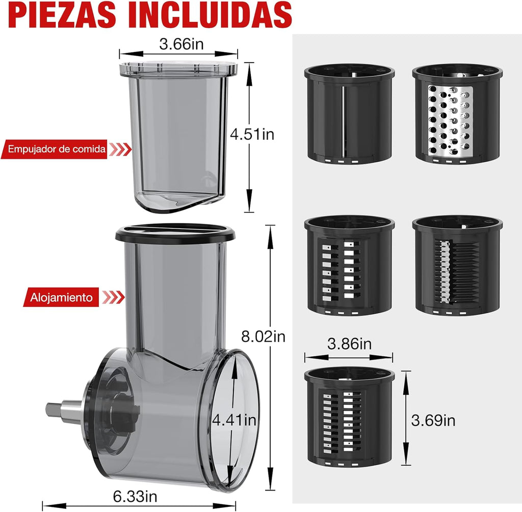 5 Blades Cheese Grater Slicer Shredder Attachment for KitchenAid Stand Mixer P414