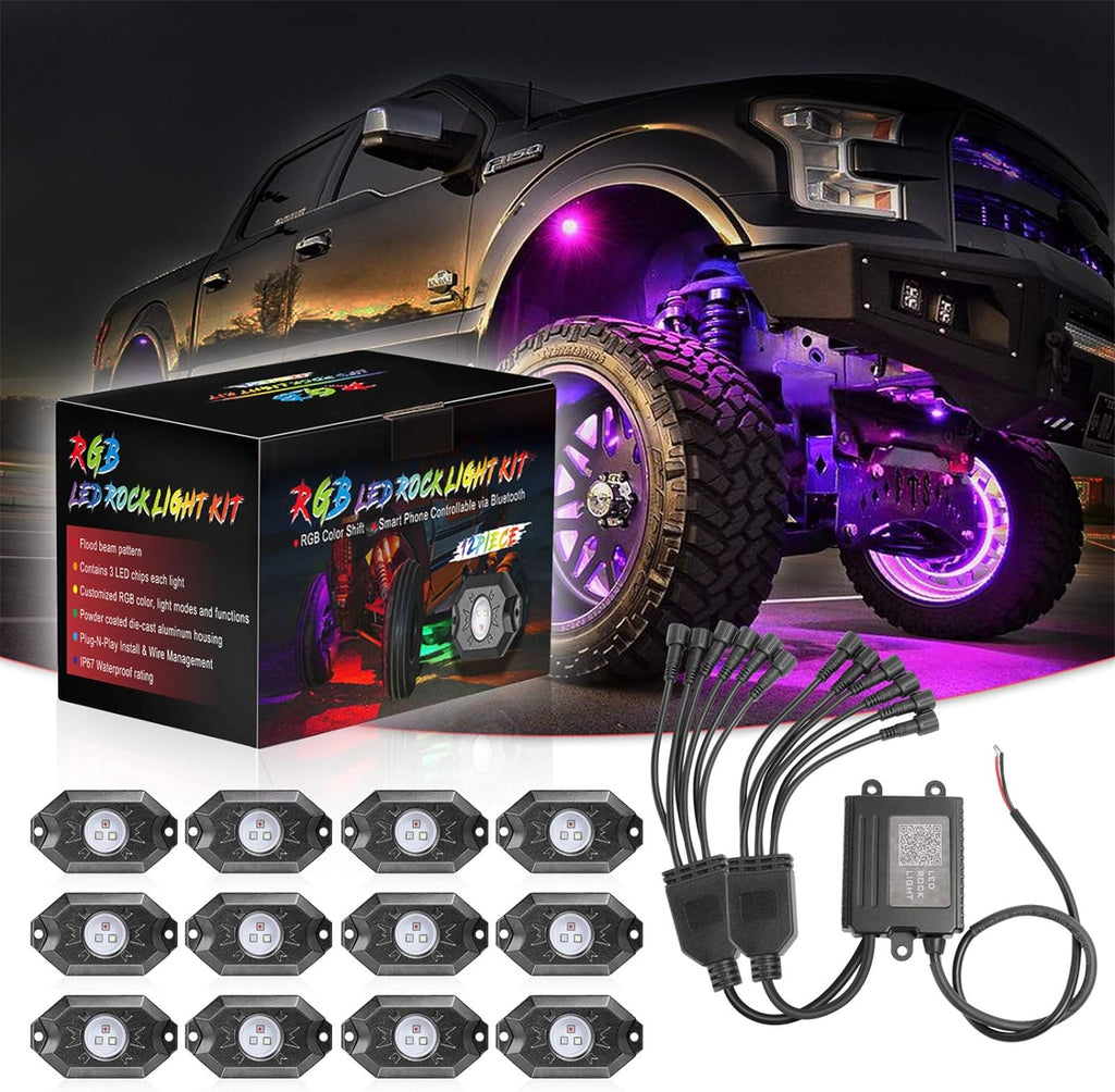 6 Pod Multicolor LED Rock Lights with Bluetooth Control D665