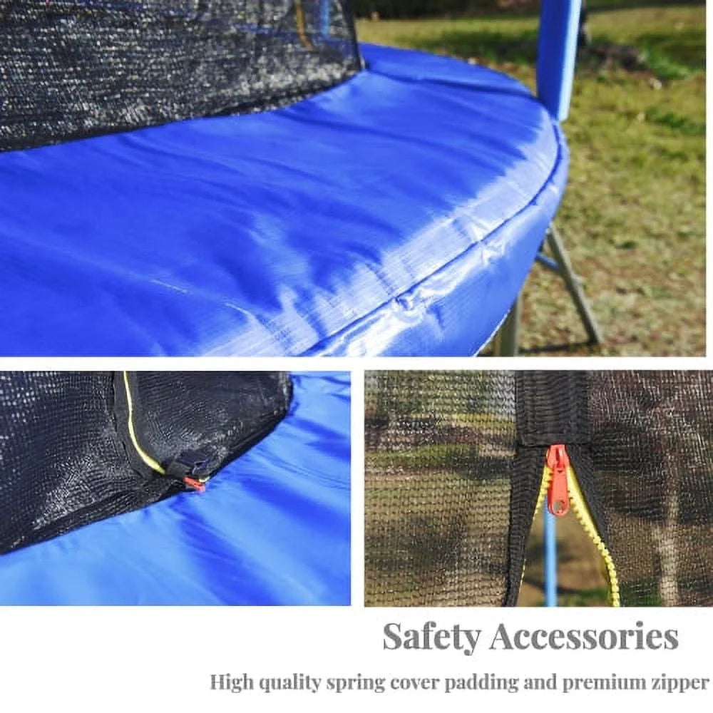 10FT Trampoline with Safety Enclosure Net, Basketball Hoop, Ball and Ladder E1534