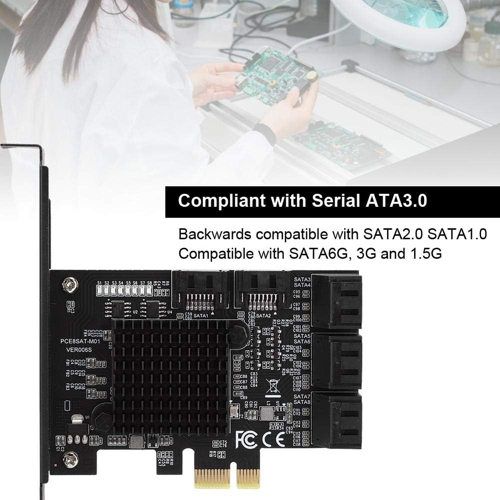 8 Port PCI-E to SATA3.0 Controller Card Adapter Pack of 2 J401