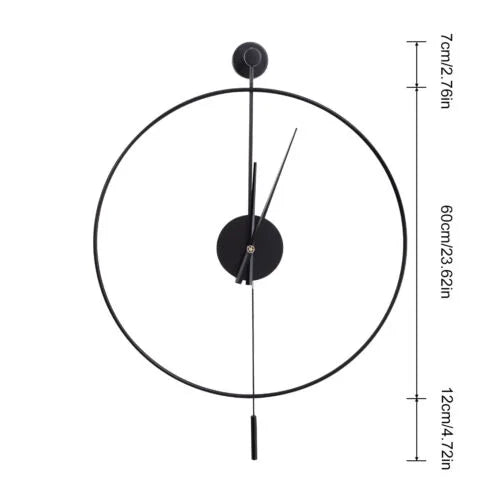 Black Wall Clock Pendulum Silent Quartz Movement Y435