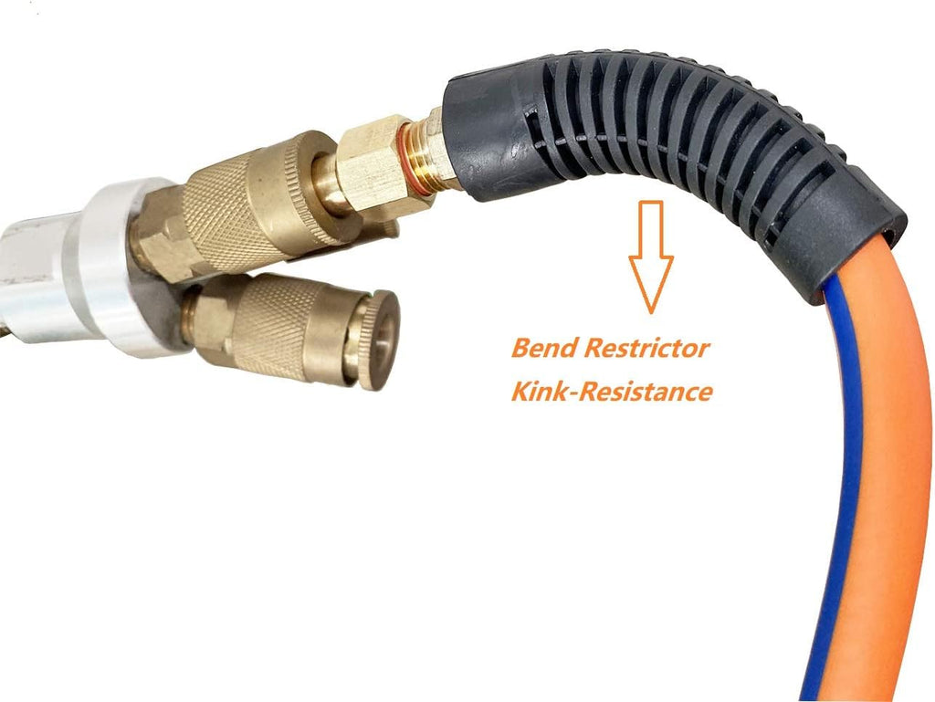 Orange 3/8”ID x 100ft 300PSI Air Compressor Hose with 1/4” Brass Coupler, Pack of 2 N28724