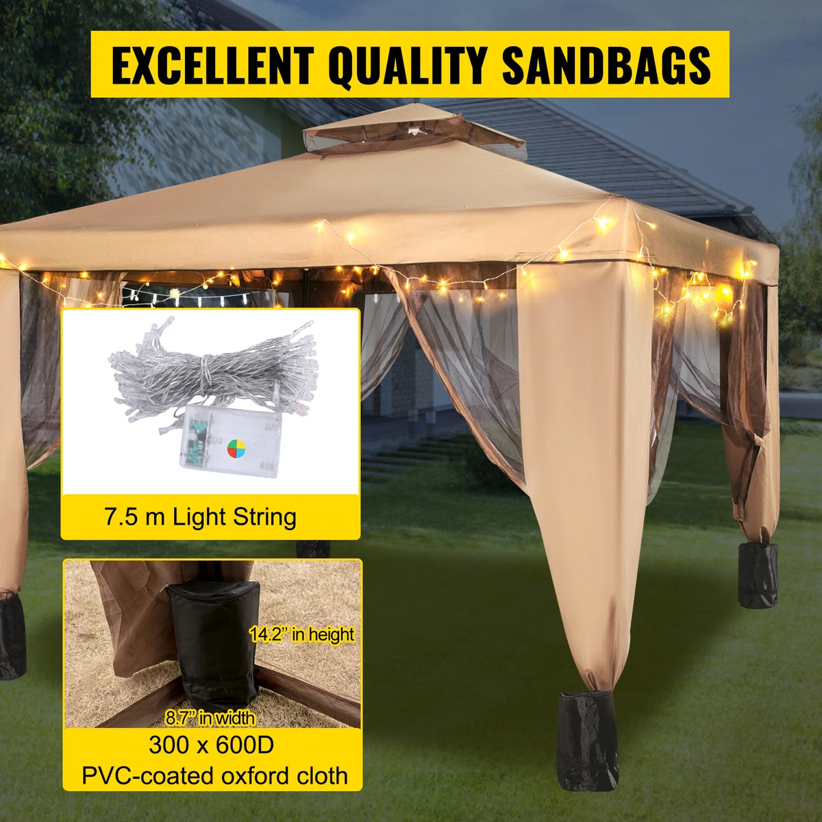 Gold and Brown Pop-up Gazebo O522196