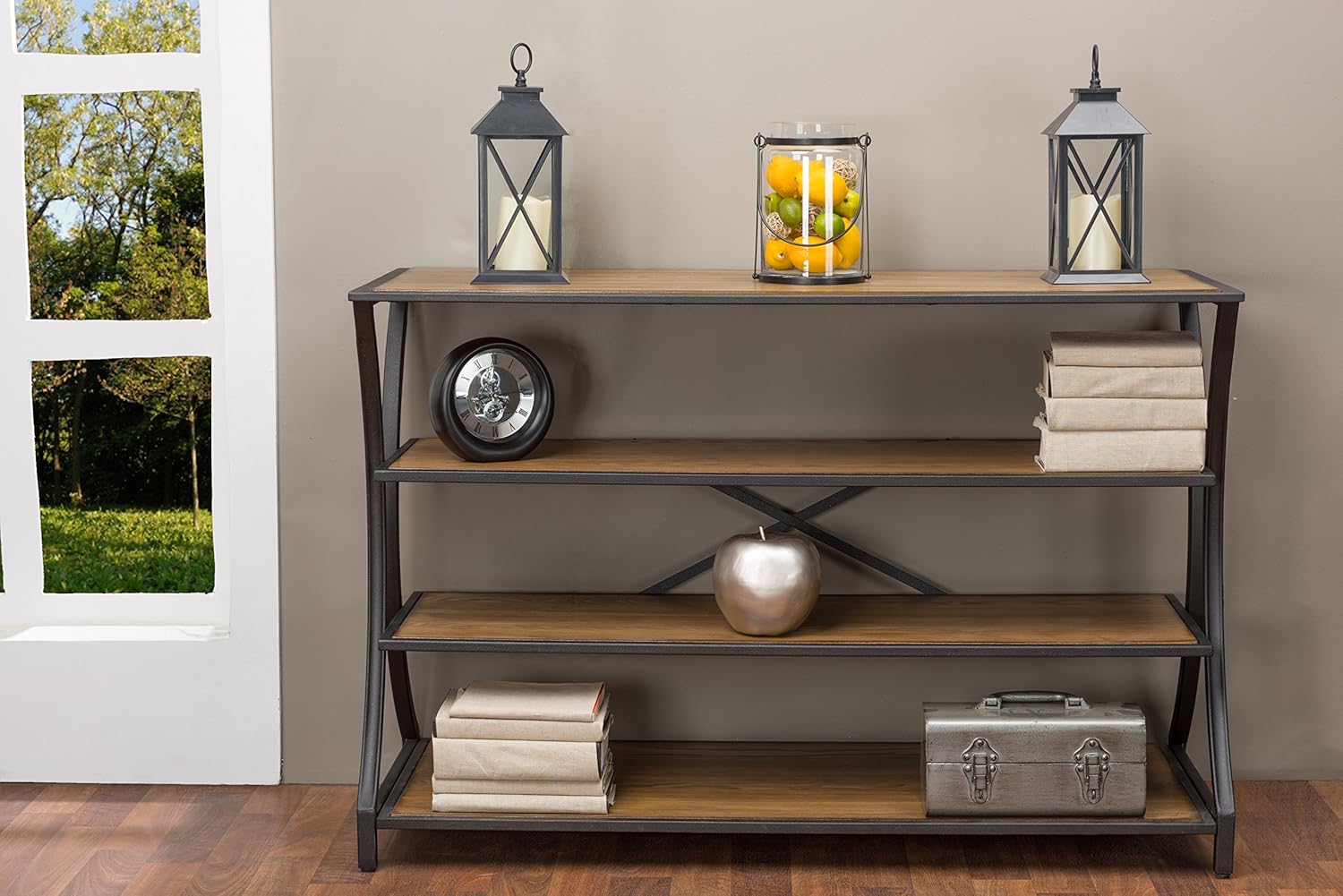Brown Wood and Metal Console Table K780008