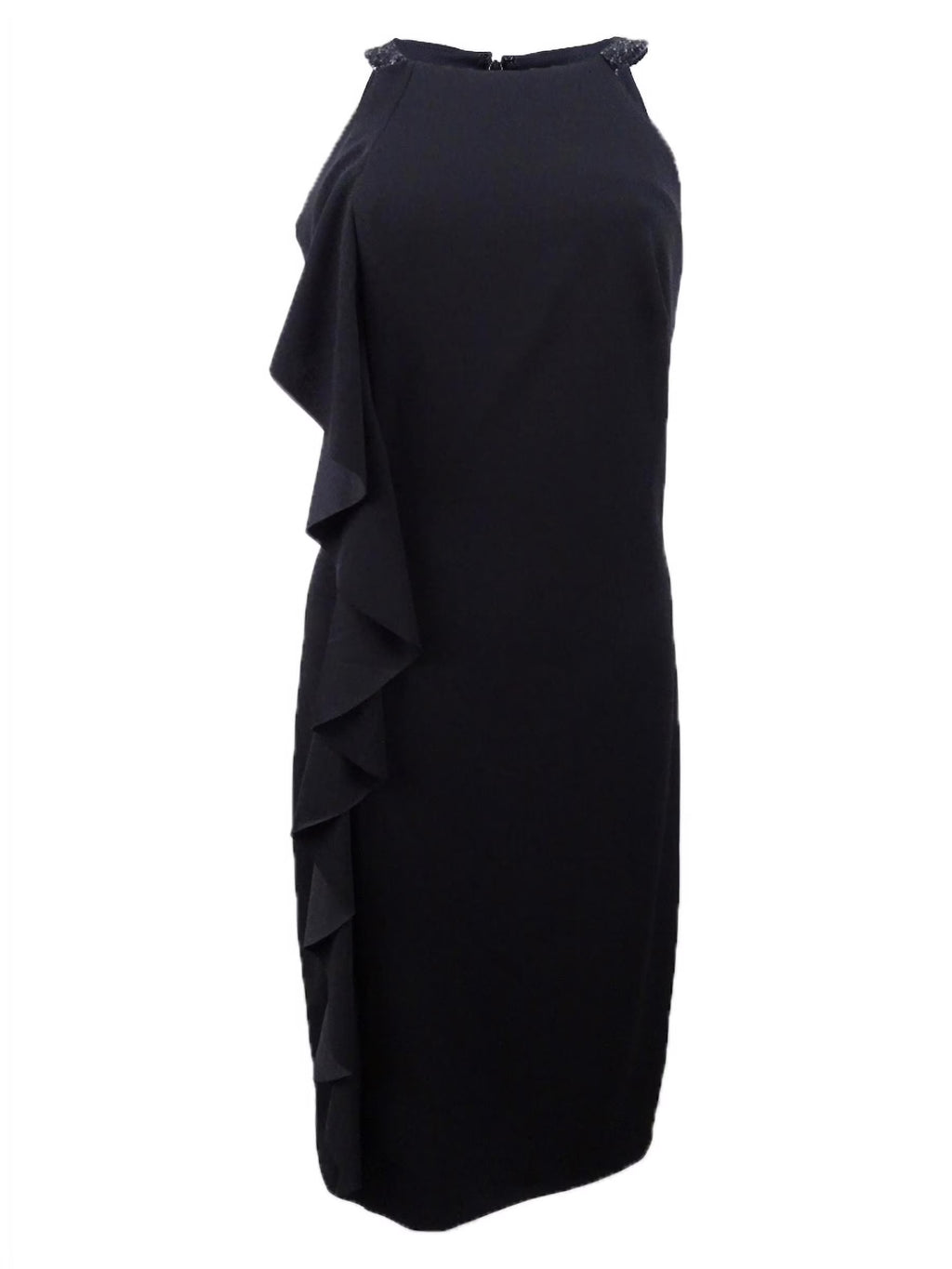 Black Ruffled Halter Dress C1773