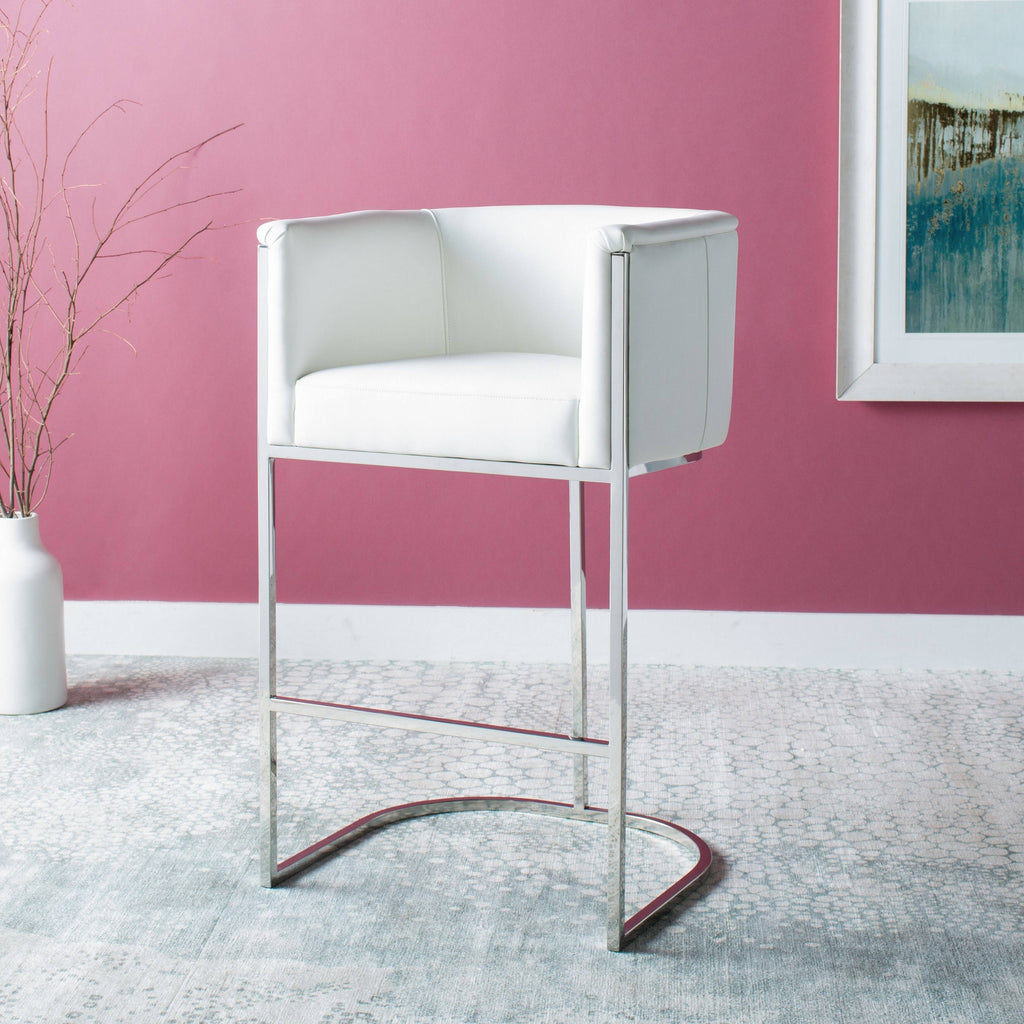 White Leather Bar Stool V551309