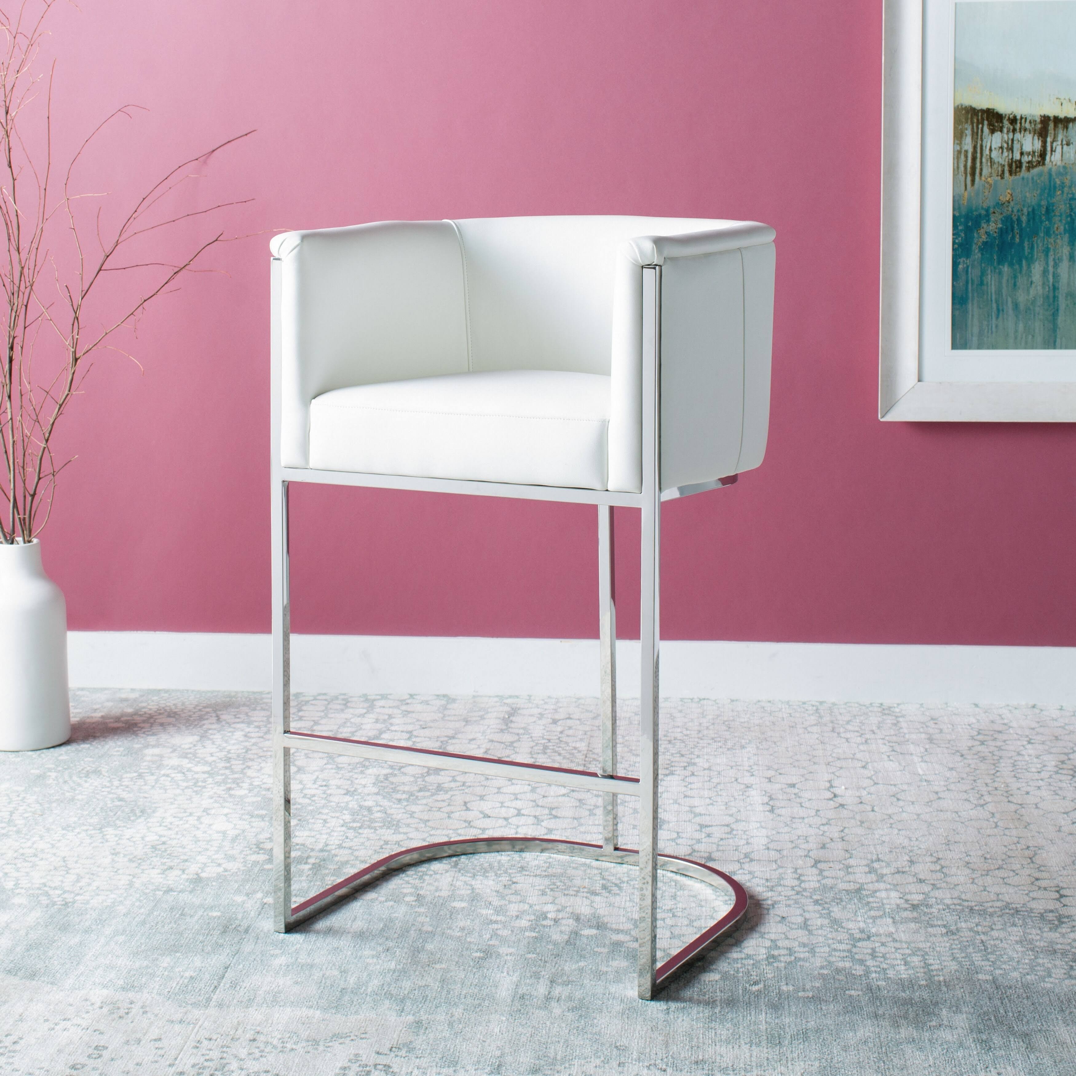 White Leather Bar Stool V551309