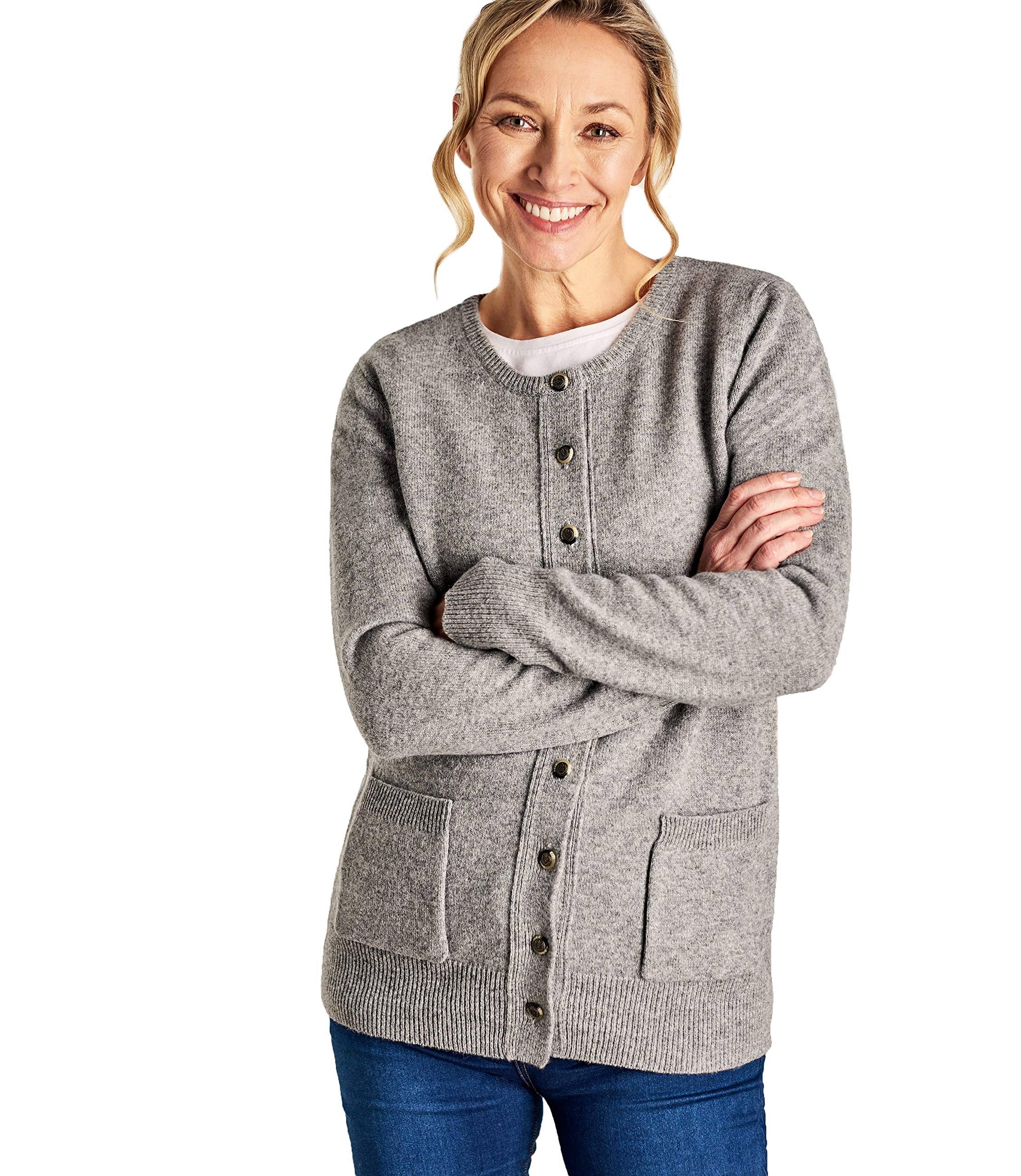 Lambswool Crew Neck Cardi Grey Marl P526