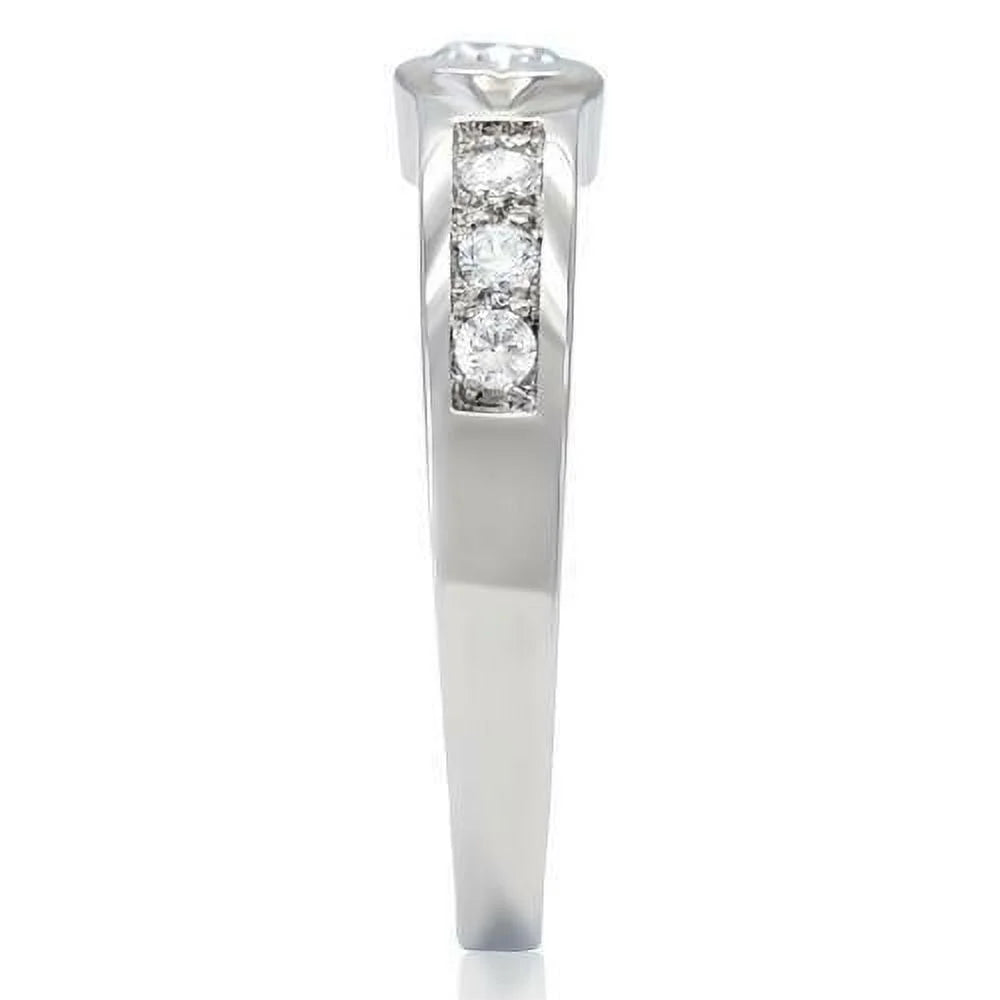 Stainless Steel Round Bezel Engagement Ring N956510