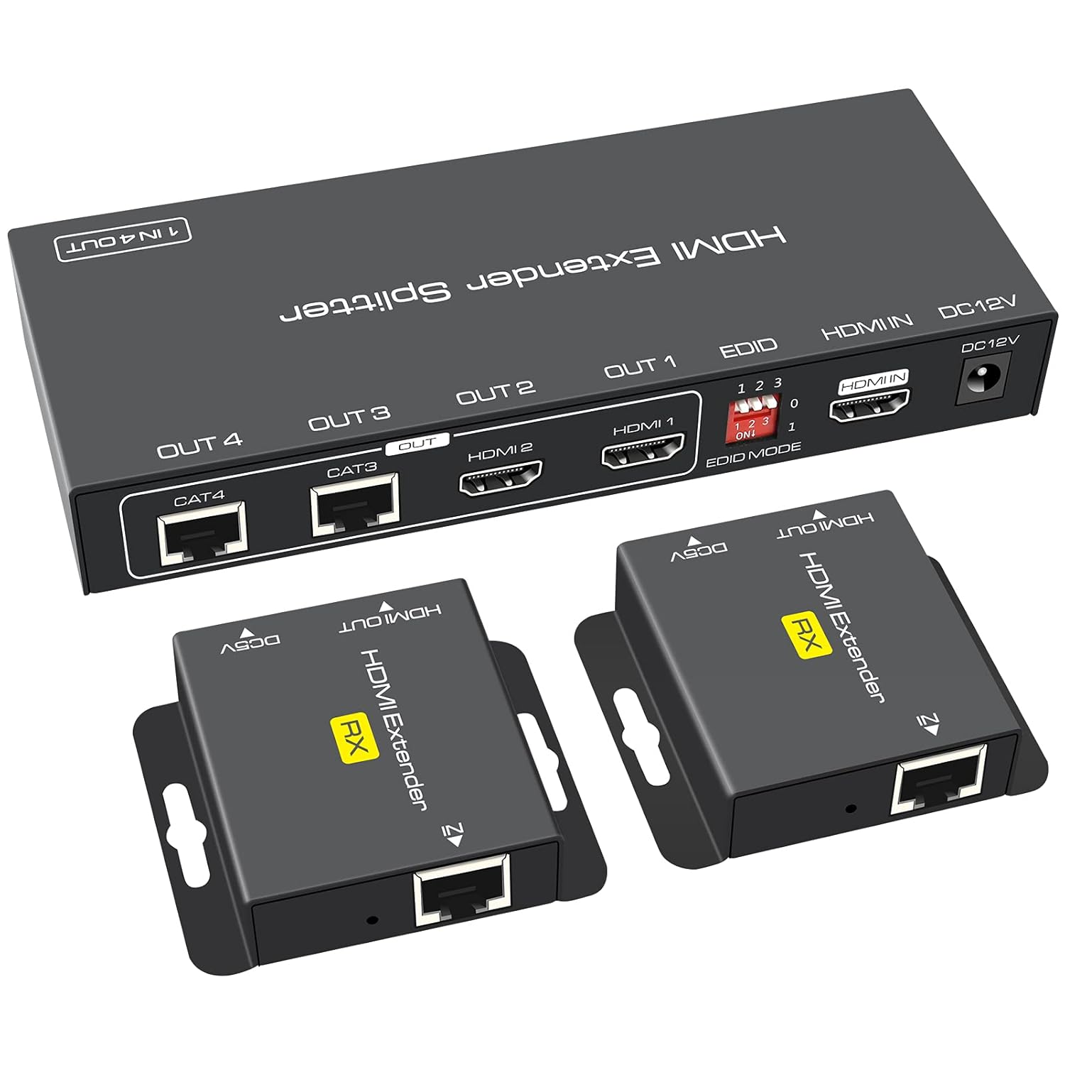 HDMI Extender Splitter 1 in 2 Out Over Cat5e/6 Ethernet 1080p U19006
