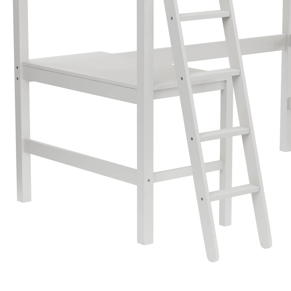 White Twin Study Loft with Chair E1685