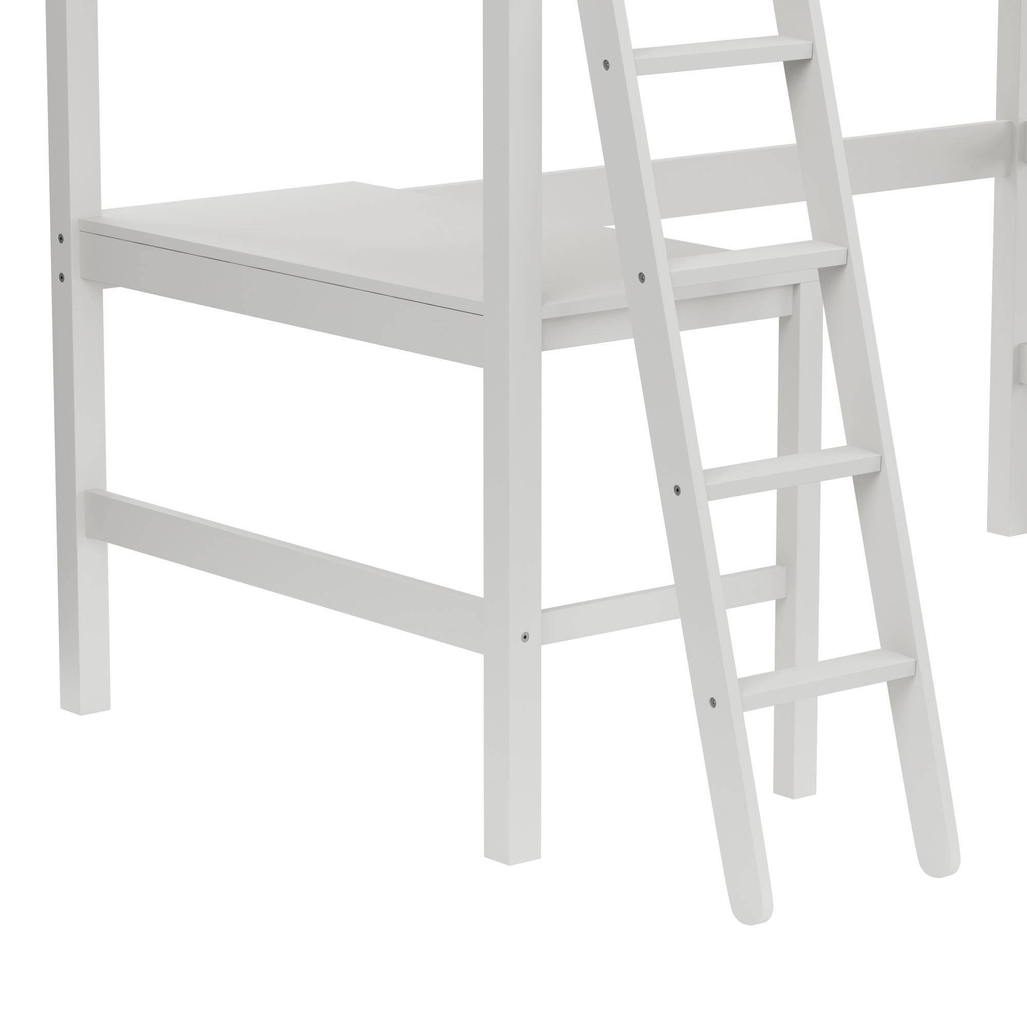 White Twin Study Loft with Chair E1685