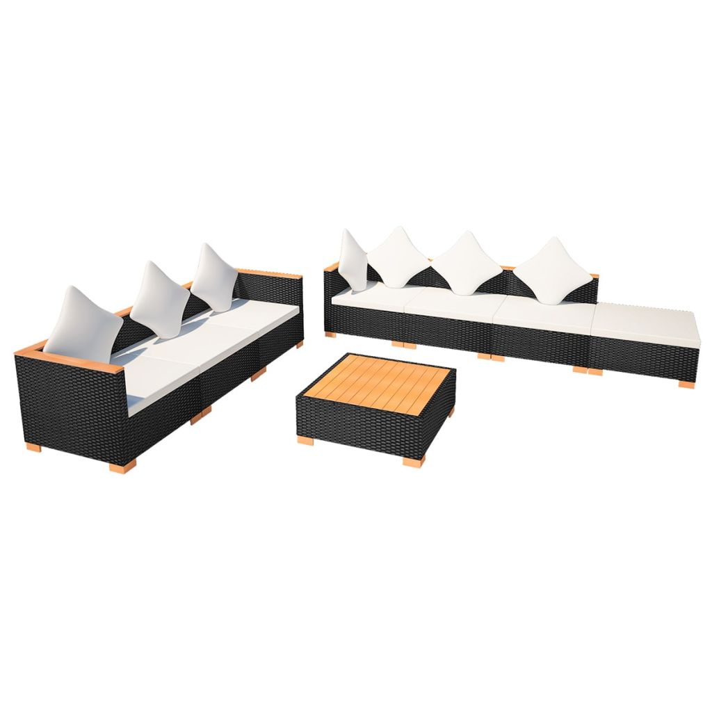 8 Piece Outdoor Poly Rattan Sectional Sofa Set with Ottoman and Coffee Table B249301