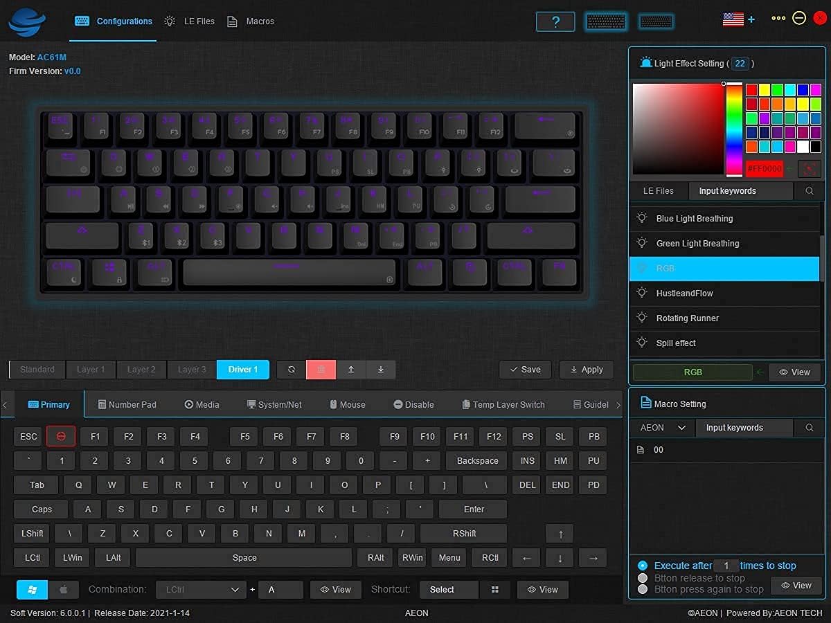61 Keys Aluminum Case Hot Swappable Mechanical Keyboard B867