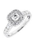 14K White Gold Cushion Halo Diamond Engagement Ring 1.0ct R183653
