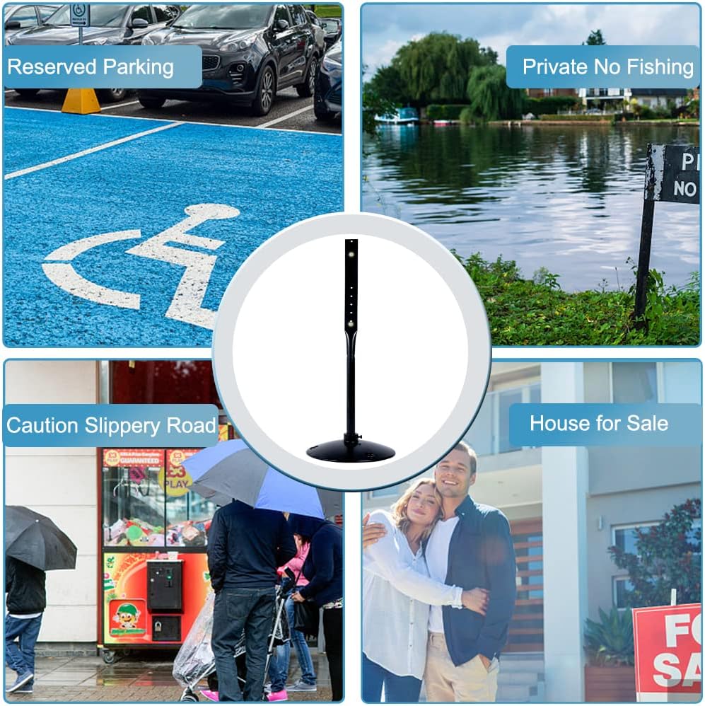 Cast Iron Pedestal Post Sign Holder with 17" Dia Base 48" Tall, Black O382180