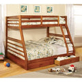 Oak Wood Bunk Bed with Drawers, Twin/Full N16574